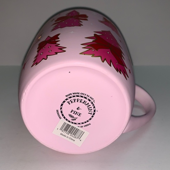 Peppermint and Pine Pink Mug with Festive Tree Design - Picture 4 of 9